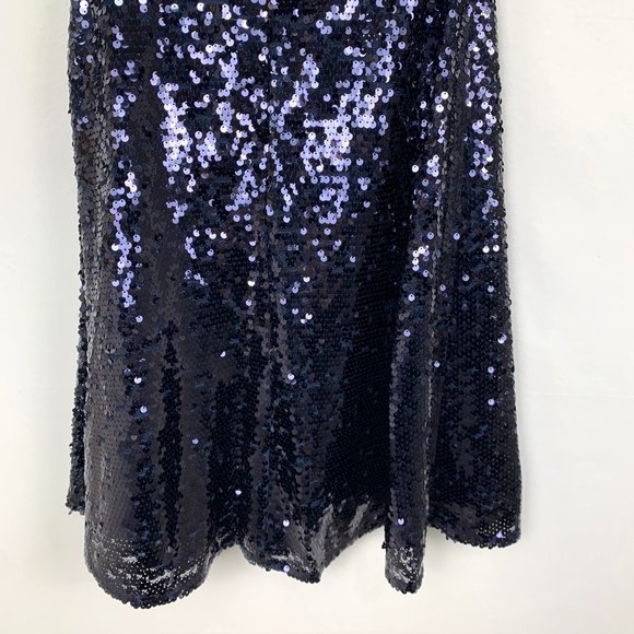 NWT Vince Camuto Sequin Fit & Flare Party V-Neck Mini Cocktail Dress Navy Blue 4 - Picture 12 of 12